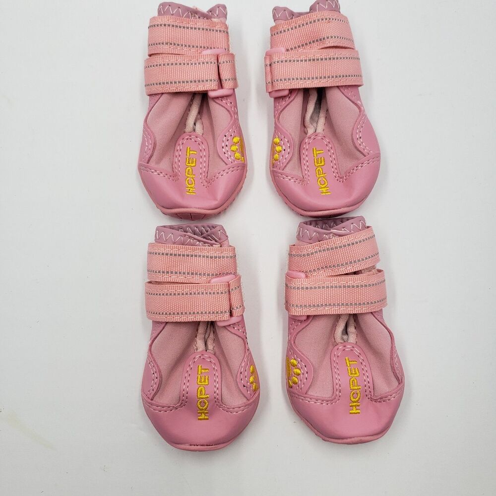 HCpet Pink Dog Boots Shoes Paw Protection All Weather Waterproof Booties Size 2